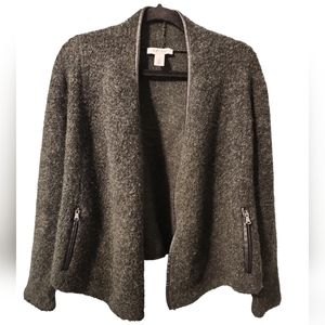 White House Black Market open cardigan black size small with faux leather